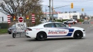 St. Thomas police close off the intersection of First Avenue and Redan Street on April 26, 2021 for a serious collision. (Jim Knight/CTV London)