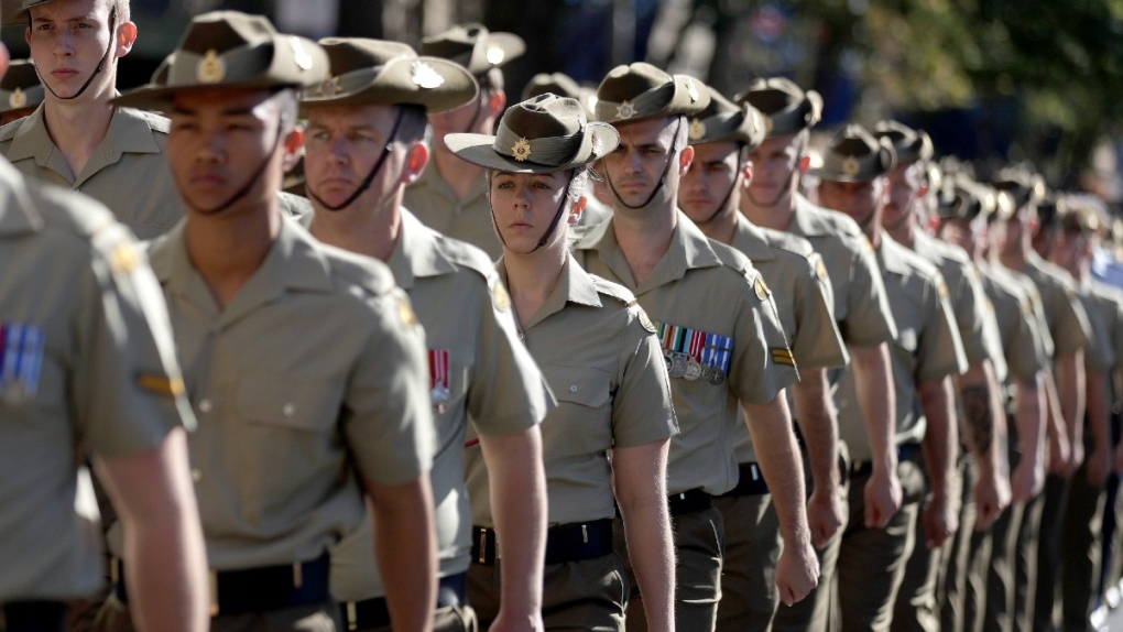 Members of the Australian Army march in Sydney