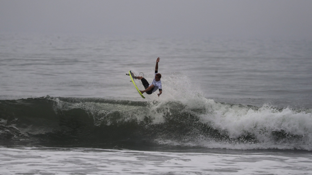  a surfer competes during a test event