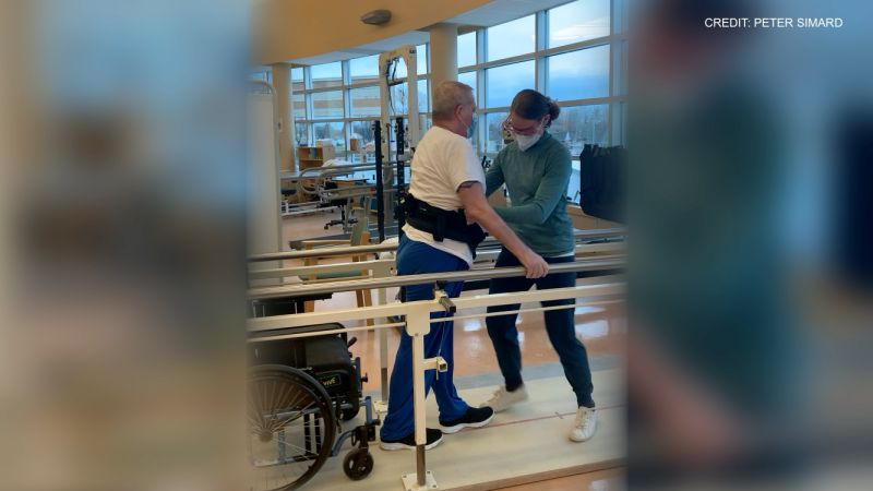 Peter Simard, 59, is recovering at a Gatineau rehabilitation centre nine months after his COVID-19 diagnosis. He is scheduled to return home next month. (Courtesy Peter Simard)