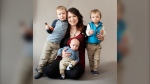 Paige Atherton, seen here with her three boys, had her surgery for Stage 4 abdominal cancer cancelled because of the pandemic. (Courtesy Paige Atherton)