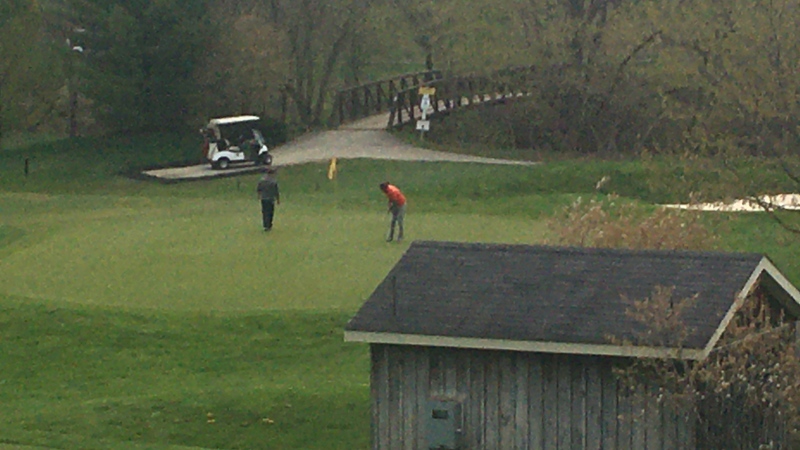 Golfers playing The Bridges at Tillsonburg Sunday 