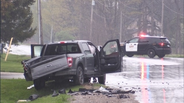 Crash at Nairn Road and Oxbow Drive in Middlesex County on may 3, 2021. (Daryl Newcombe/CTV London)