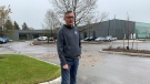 London, Ont. Coun. Shawn Lewis stands in front of the East Lions Community Centre on May 4, 2021. (Bryan Bicknell/CTV London)