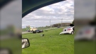 OPP officers were at the scene of the collision at the intersection of Mersea Road 12 and Mersea Road C in Leamington, Ont. on May 5, 2021. (Courtesy: OPP) 