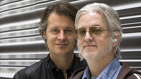 Jim Cuddy (left) and Greg Keelor of Blue Rodeo pose for a photo in Toronto on Monday November 9, 2009. (THE CANADIAN PRESS/Frank Gunn)