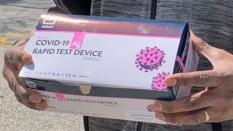 COVID-19 rapid test in Windsor, Ont., on Friday, May 7, 2021. (Chris Campbell / CTV WIndsor)