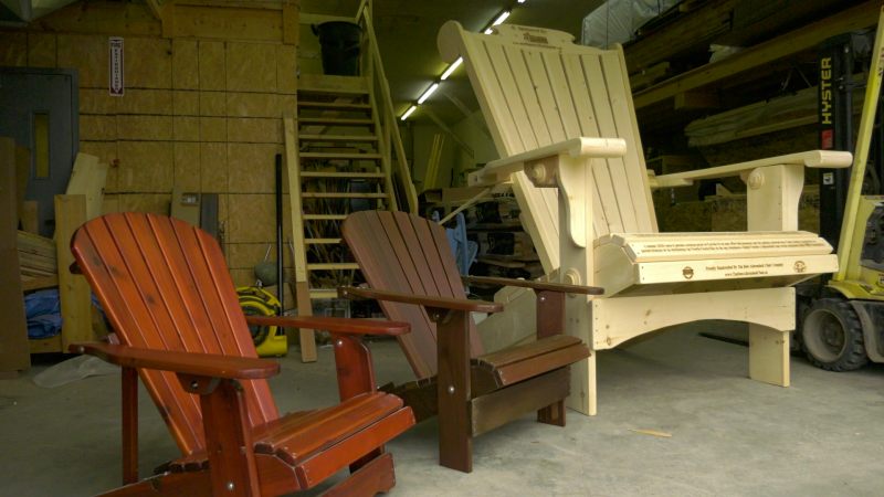 A Best Adirondack Chair Company eight foot chair beside the normal side Royal Rideau Chair. (Nate Vandermeer/CTV News Ottawa)