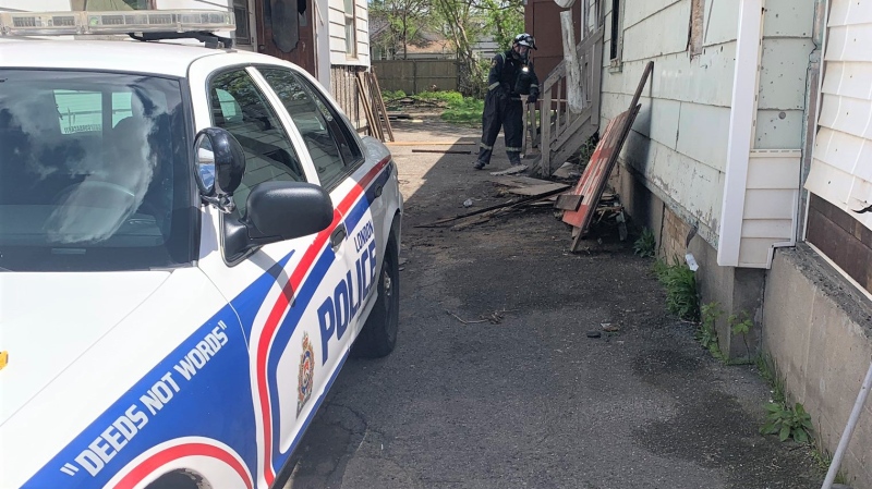 Suspicious fire in the 100-block of Adelaide St. N. on May 10, 2021. (@ONFireMarshal/Twitter)