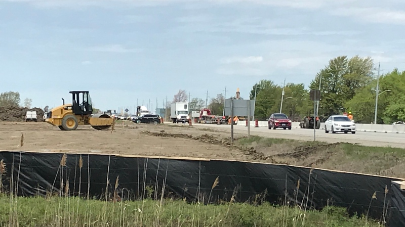 Construction has started to widen Highway 3 in Essex County, Ont. on Monday, May 10, 2021. (Michelle Maluske/CTV Windsor)