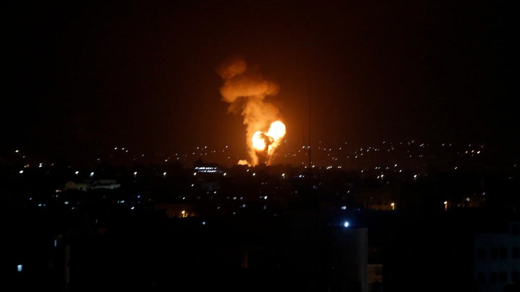 explosion caused by Israeli airstrikes 