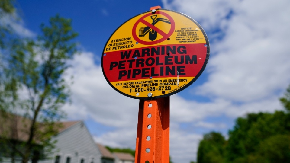 Colonial Pipeline warning sign