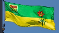 Saskatchewan's provincial flag flies on a flag pole in Ottawa, Monday July 6, 2020. THE CANADIAN PRESS/Adrian Wyld