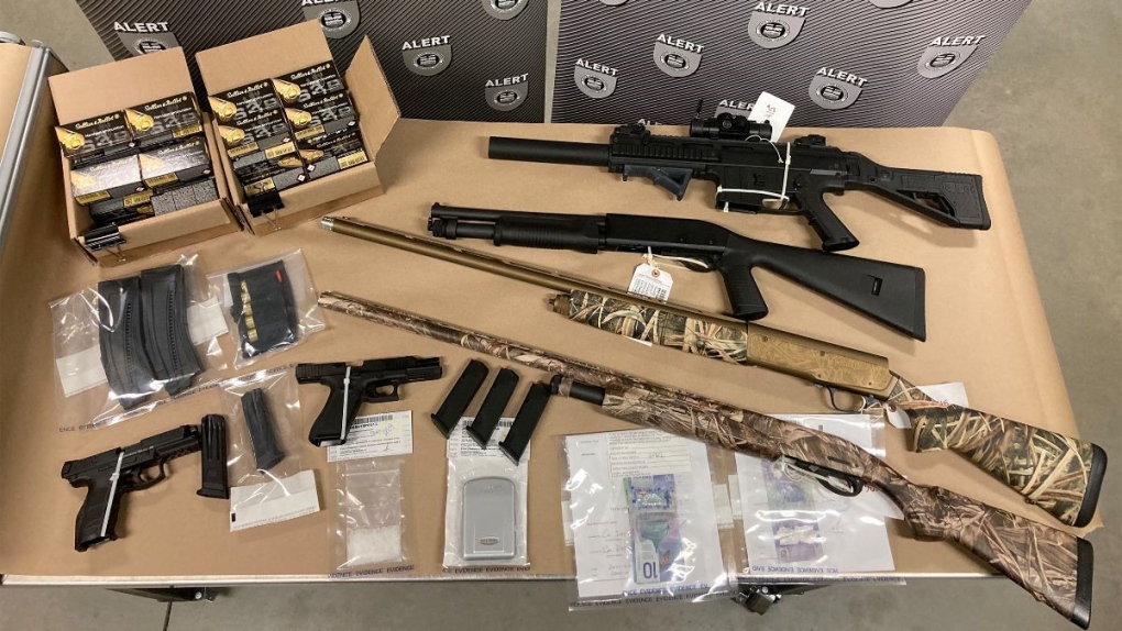 Seized guns and drugs 