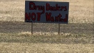 A sign on the Keeseekoose First Nation tells drug dealers they're not wanted in the community. (Hafsa Arif / CTV Newss Yorkton) 