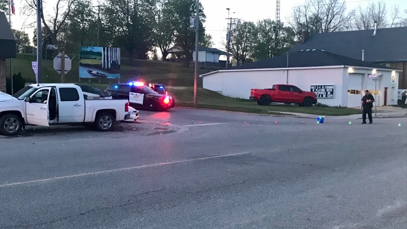 Wardsville, Ont. crash on Longwoods Road on Wednesday, May 12, 2021. (Sean Irvine / CTV News)