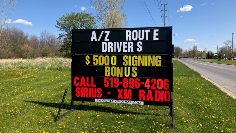 A company is offering a $5,000 signing bonus for A/Z truck drivers. (Nate Vandermeer/CTV News Ottawa)