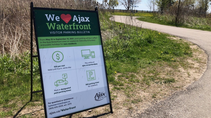 Ajax is imposing a larger parking fees for non-residents to discourage travel and gathering between regions. (Mike Walker/CTV News Toronto)