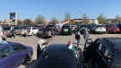 Hundreds of vehicles gathered at malls in London, Ont. to protest attacks against  Israel’s attacks on Palestinians on Friday, May 14, 2021. (Bryan Bicknell/CTV London)