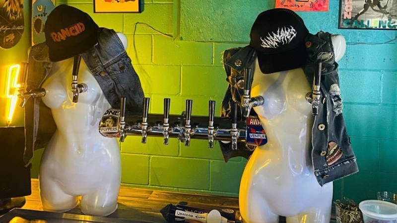 The beer taps at The Small Axe Roadhouse in Enderby, B.C. are seen in a photo posted to the bar's Facebook page. (Facebook/The Small Axe Roadhouse)