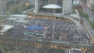 Thousands gathered at Nathan Phillips Square in solidarity with Palestinians in Gaza.