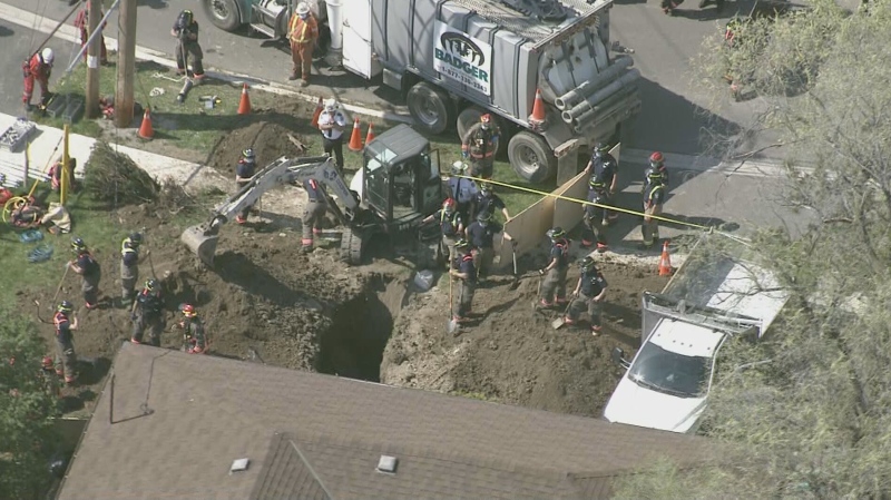 Two workers have been rescued from a trench following an industrial accident in North York on Monday afternoon. 
