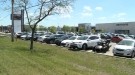 Shoppers fill the parking lot at Les Promenades Gatineau shopping centre Monday, May 17, 2021, as Quebec eases some restrictions on non-essential businesses. (Chris Black / CTV News Ottawa)