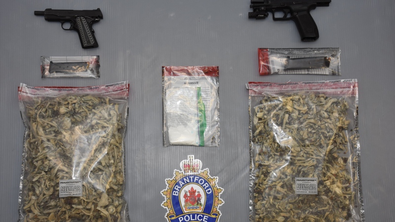 Brantford police have arrested two people after drugs and a pair of guns were found inside a home. (Source: Brantford Police Service).