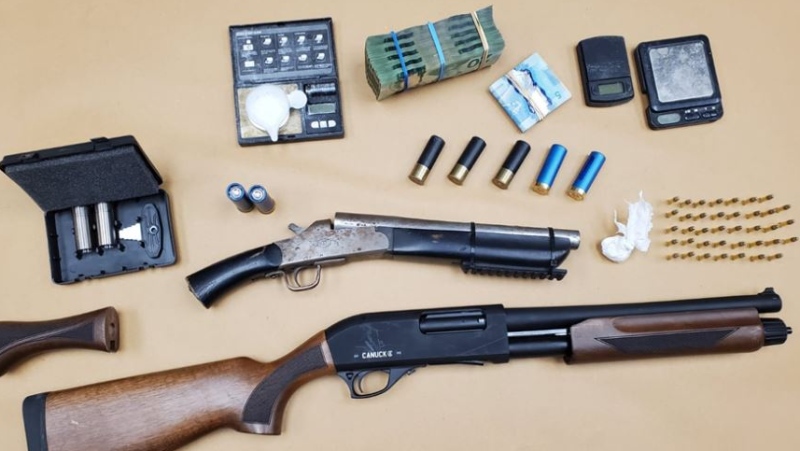 Items seized during a London police raid at a Wonderland Road S. residence on May 14, 2021. (Supplied) 