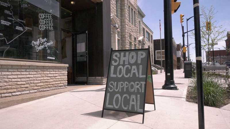 A sign in front of Ottawa Valley Coffee in Renfrew, Ont. (Dylan Dyson / CTV News Ottawa)z