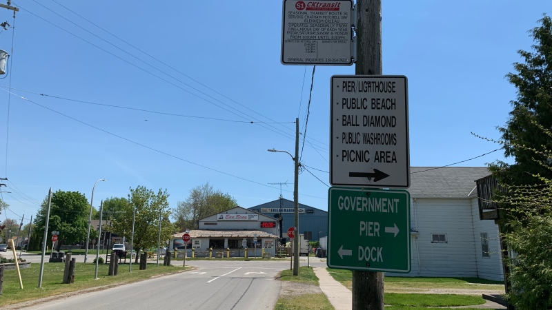 Officials have suspended the beach bus route between Mitchell’s Bay and Erieau in Chatham-Kent, Ont., on Thursday, May 20, 2021. (Chris Campbell / CTV Windsor)