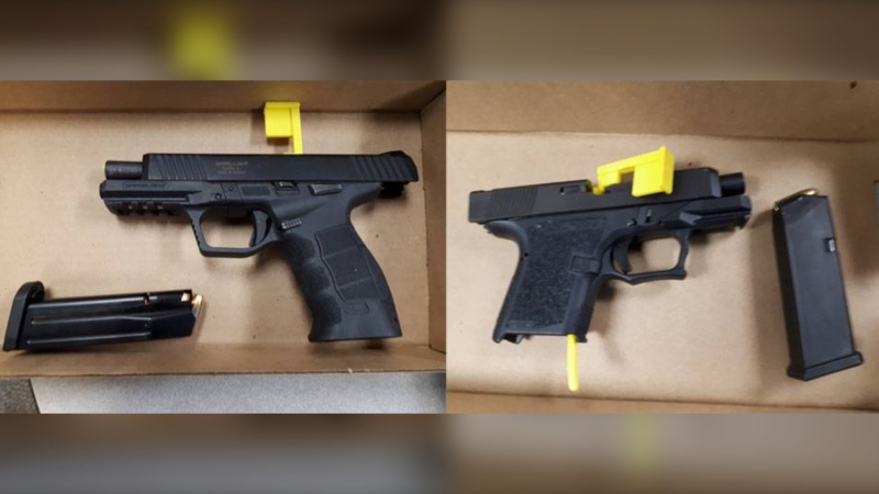 Two firearms are seen in this photograph provided by Durham Regional Police. 