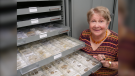 Dr. Jarmila Peck with her collection of fossil insects that she donated to the Canadian Museum of Nature in 2018. (Photo courtesy/Dan Smythe, Canadian Museum of Nature)