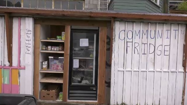 The free community fridge is located in the 600-block of David Street: (CTV News)