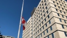 Flags were lowered on Saturday May 29, 2021 throughout London in memory of children found in residential school mass grave (Bryan Bicknell / CTV News)