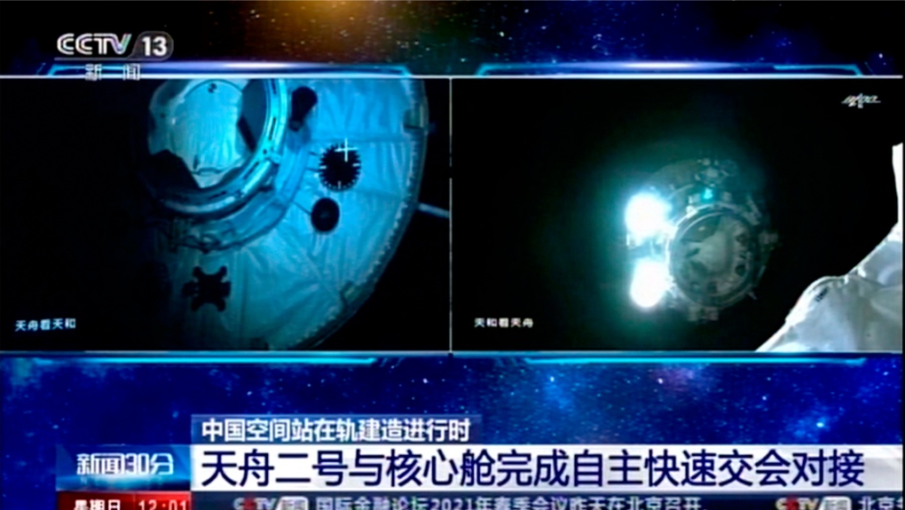 Tianhe core module's camera footage