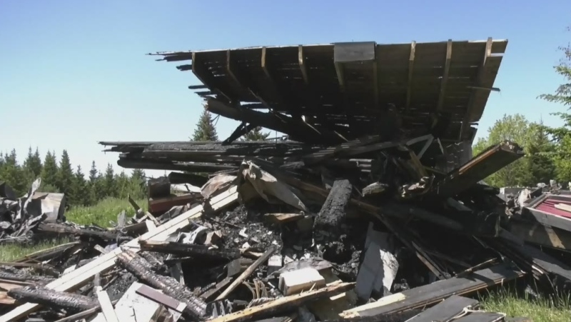 A home on Wilson Road in Tiny Township was destroyed by two fires just hours apart between Sat., May 29 and Sun., May 30, 2021. (Rob Cooper/CTV News)