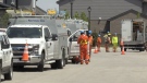 Crews work at the scene of a natural gas leak in south London, Ont. on Monday, May 31, 2021. (Jim Knight / CTV News)