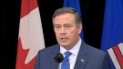 Premier Jason Kenney speaking at an Alberta COVID-19 update. (file)