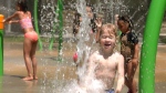 Kids cool off at the Jackson Park splash pad in Windsor, Ont. on June 5, 2021. (Rich Garton / CTV Windsor)