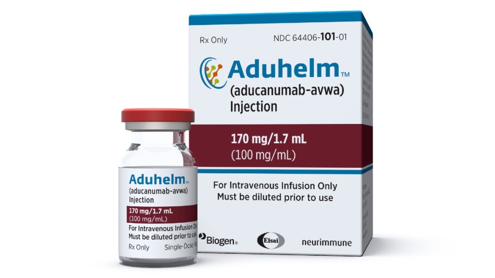 A vial and packaging for the drug Aduhelm