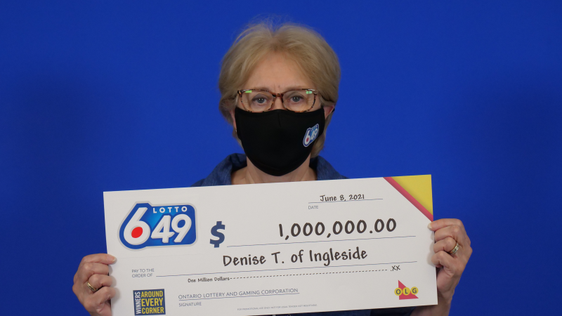 Denise Toman of Ingleside won the guaranteed $1 million prize in the Lotto 6/49 draw on May 26. (Photo courtesy: OLG)