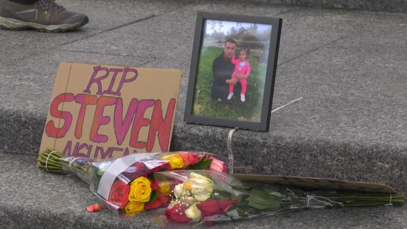 Friends and family gathered to remember Steven Nguyen. Saturday June 12, 2021 (CTV News Edmonton)