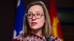 Karina Gould holds a press conference on Parliament Hill in Ottawa on Thursday, Dec. 10, 2020.  THE CANADIAN PRESS/Sean Kilpatrick 