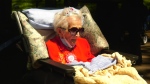Cecile Edith Klein is seen celebrating her 114 birthday in Cote Saint-Luc on June 18, 2021. (Kelly Greig, CTV News)