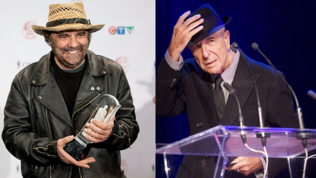 Daniel Lanois (left) and Leonard Cohen (right)