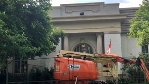 Former Ryerson Public School in London, Ont. has its name removed on July 7, 2021. (Jim Knight/CTV London)