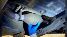 A catalytic converter is seen in this photo provided by North Vancouver RCMP.