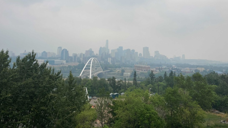 Wildfire smoke brought poor air quality and reduced visibility in Edmonton on Saturday, July 17, 2021. (Dave Mitchell/CTV News Edmonton)