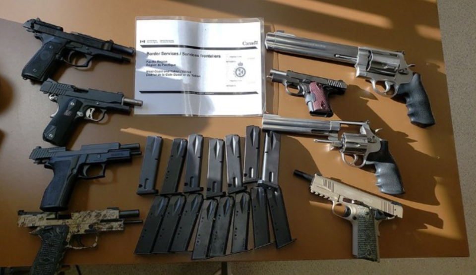 Firearms seized by CBSA